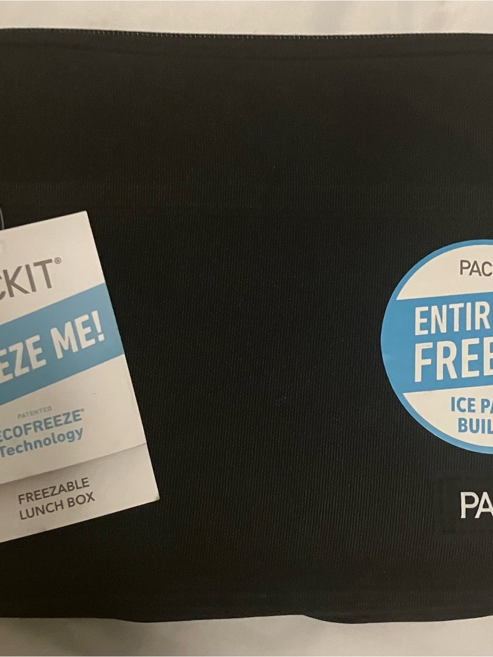 PACKIT Black Freezable Lunch Box - Insulated Cooler Tags On